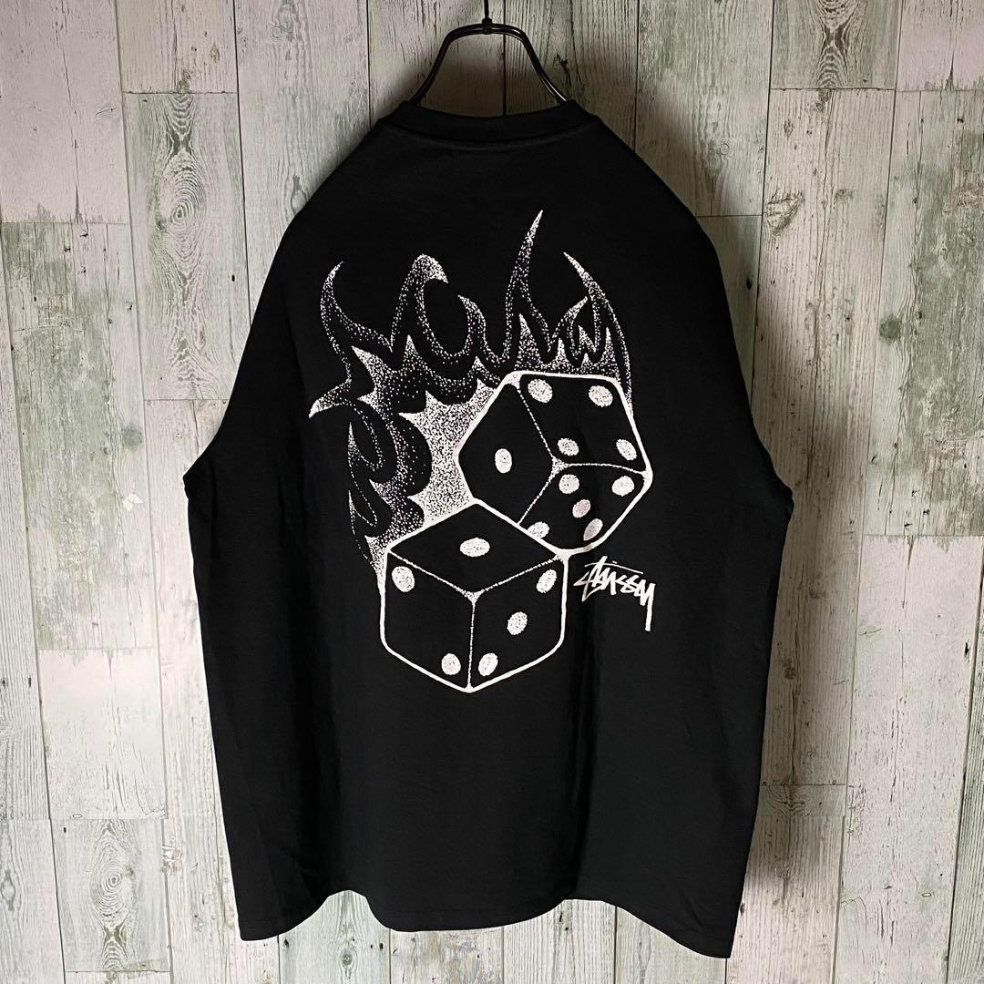 【※未使用品】ステューシー★ファイヤーダイスロゴ tシャツ L 黒 タグ付き