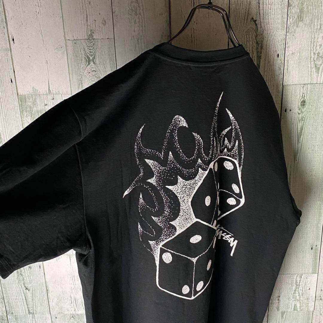 【※未使用品】ステューシー★ファイヤーダイスロゴ tシャツ L 黒 タグ付き