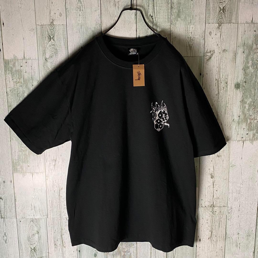 【※未使用品】ステューシー★ファイヤーダイスロゴ tシャツ L 黒 タグ付き