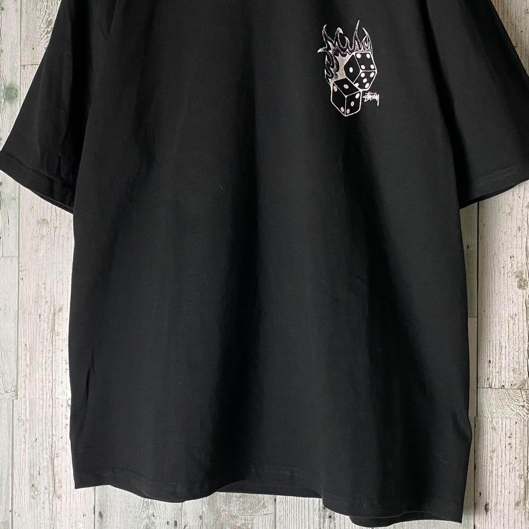 【※未使用品】ステューシー★ファイヤーダイスロゴ tシャツ L 黒 タグ付き