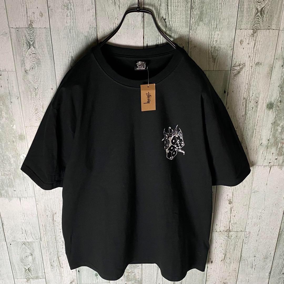 【※未使用品】ステューシー★ファイヤーダイスロゴ tシャツ L 黒 タグ付き