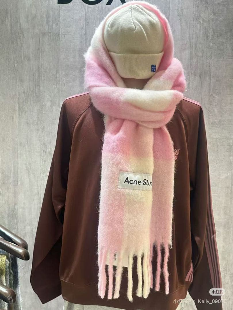 紫*様 新品未使用　Acne Studios モヘアチェックスカーフ　マフラー