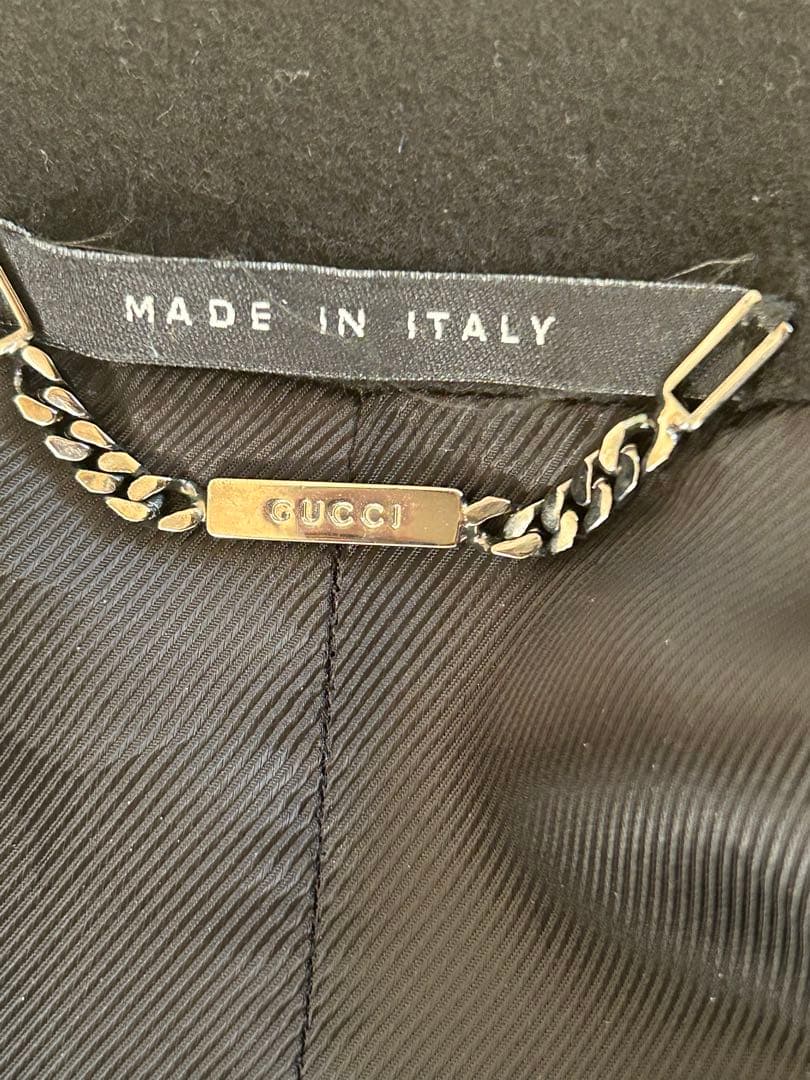 【美品】GUCCI グッチ　スタンドカラー　ロングコート　ウールカシミヤ黒