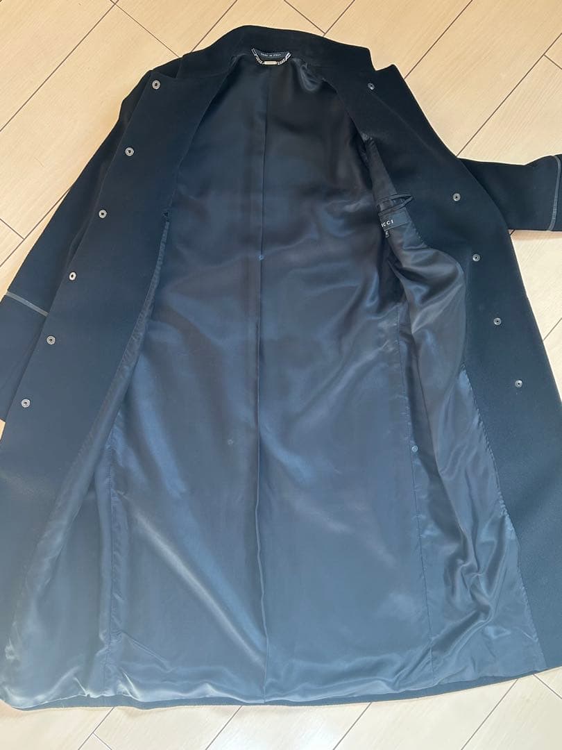 【美品】GUCCI グッチ　スタンドカラー　ロングコート　ウールカシミヤ黒