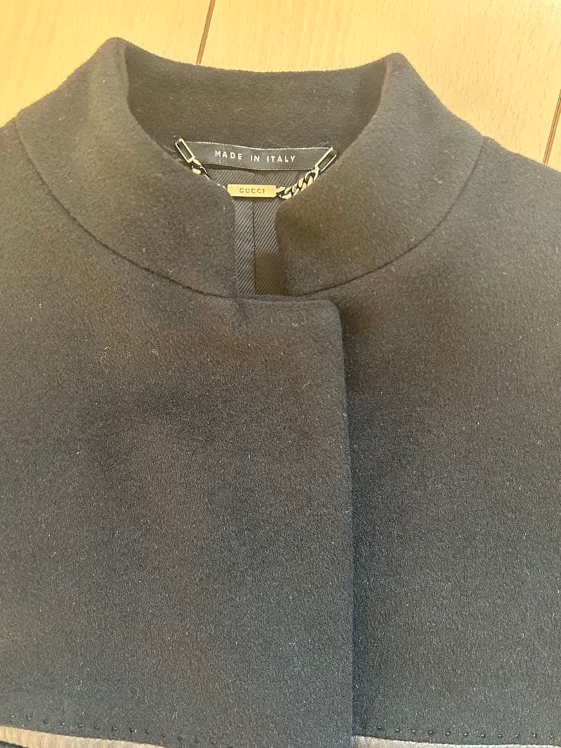 【美品】GUCCI グッチ　スタンドカラー　ロングコート　ウールカシミヤ黒