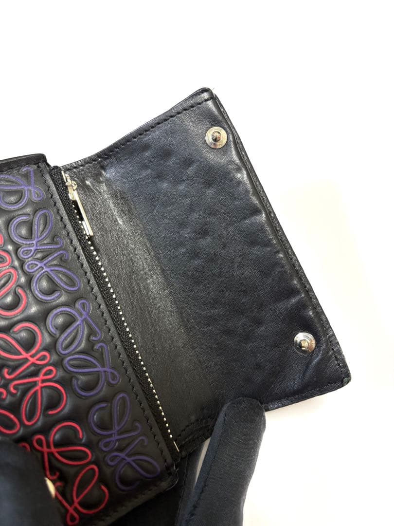 LOEWE ロエベ スモール 三つ折り財布 ウォレット リピートアナグラム 黒