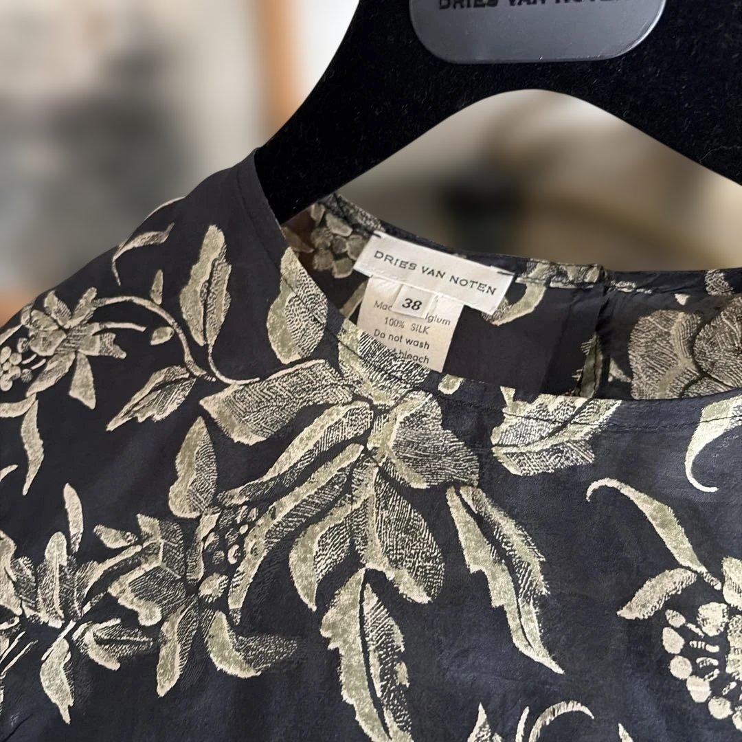 DRIES VAN NOTEN 花柄刺繍 ノースリーブワンピース シルク100%