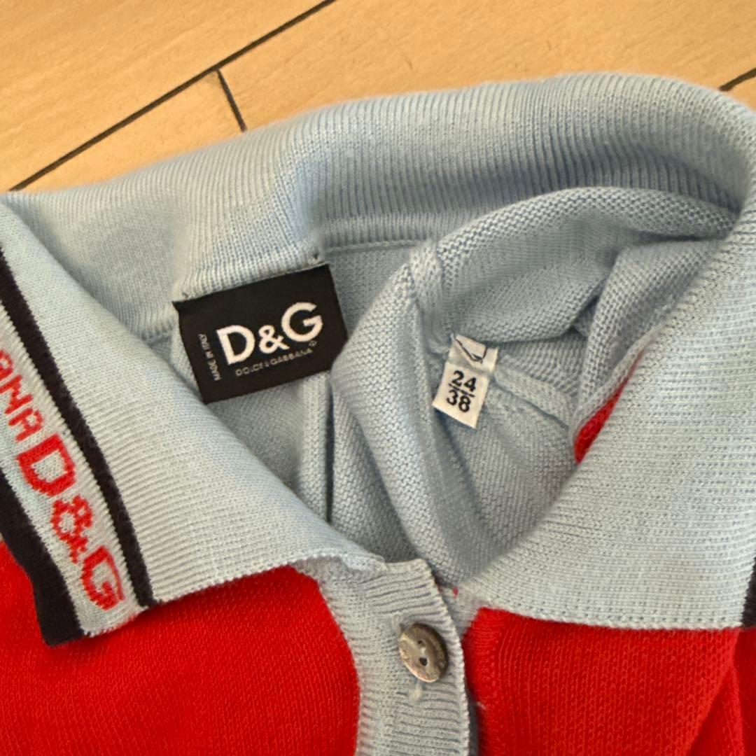 D&G 半袖ポロシャツ 24/38 赤/青