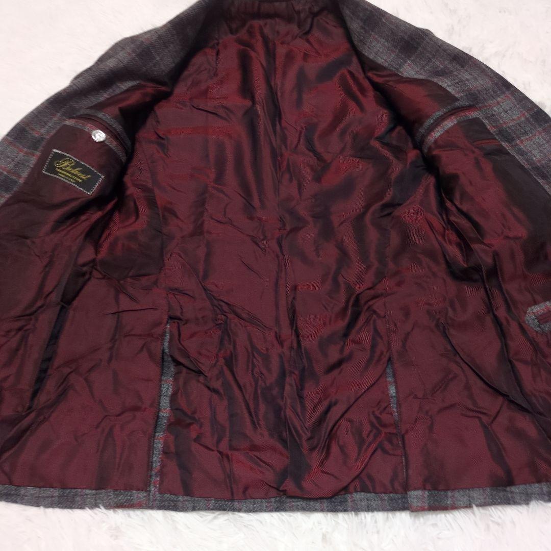 銀ボタン　カシミヤ混　Belvest　テーラードジャケット　44 チェック