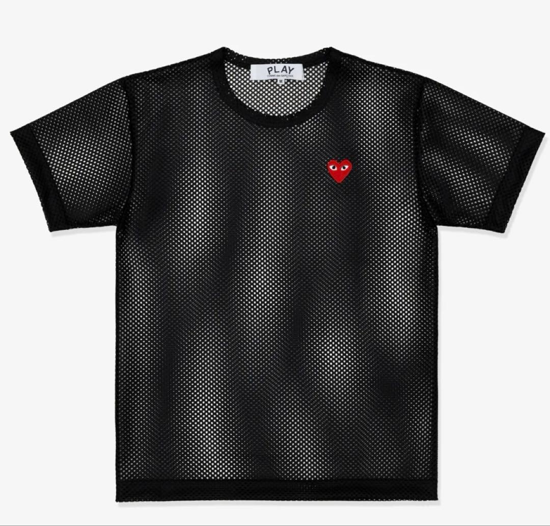 【ユニセックスXS】コムデギャルソン プレイメッシュブラック赤ハートM 新品