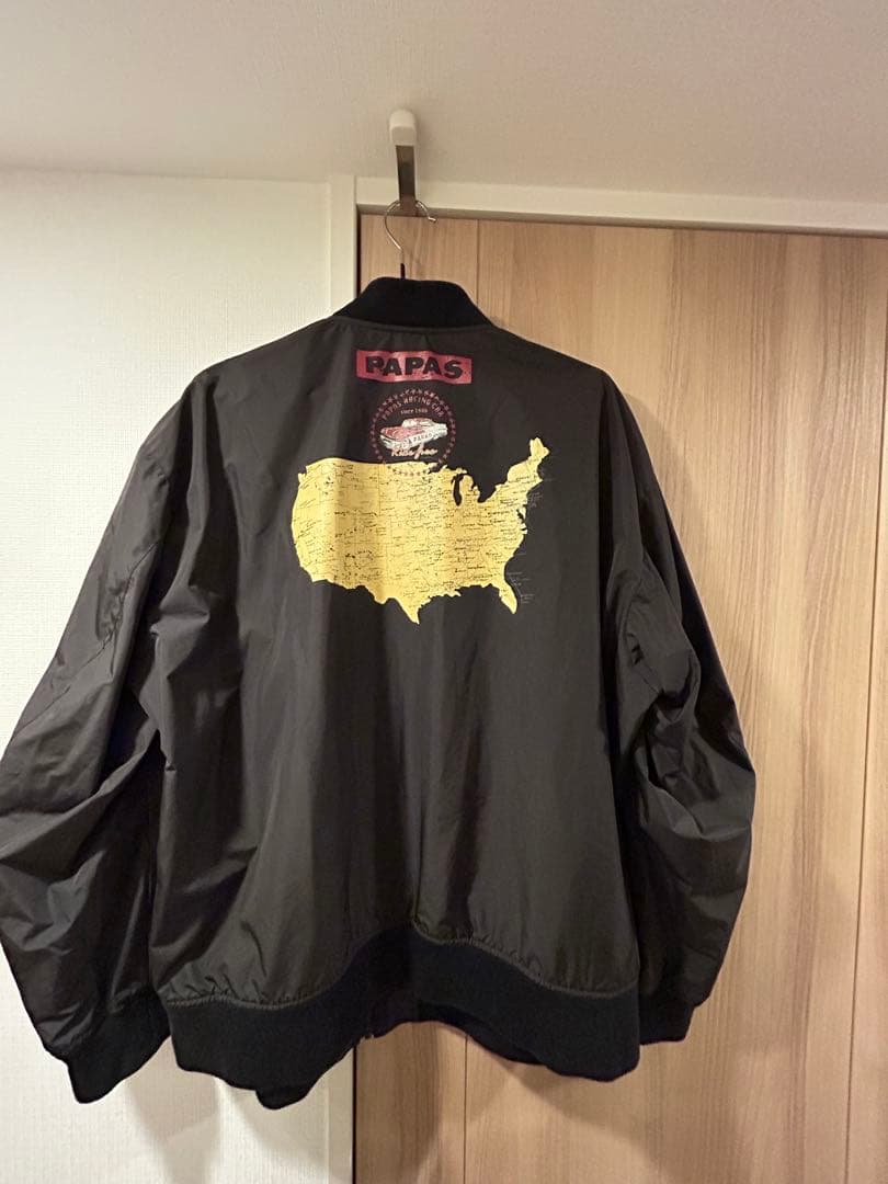 値下げ！PAPAS ブラック ジャンパー アメリカ地図LL