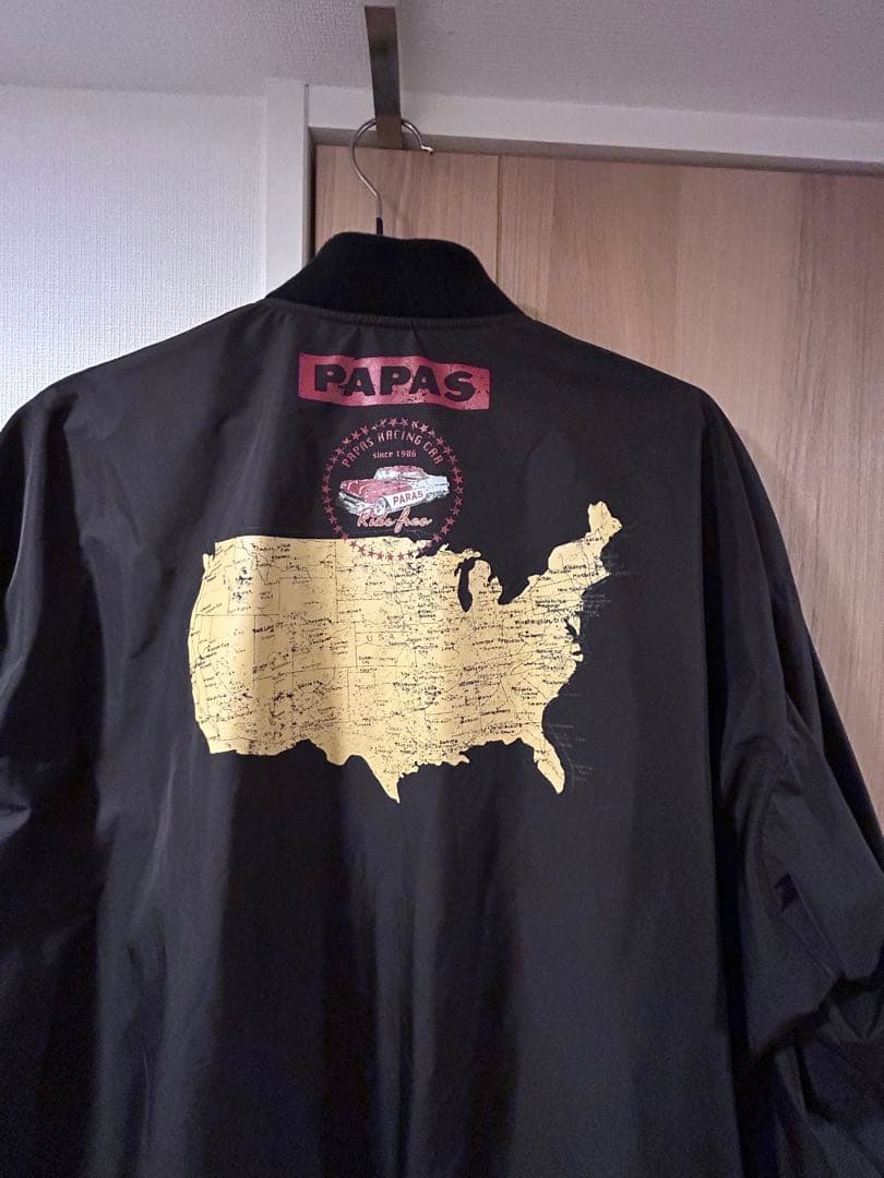 値下げ！PAPAS ブラック ジャンパー アメリカ地図LL