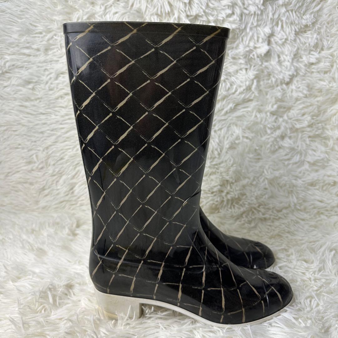 CHANEL ココマーク マトラッセ レインブーツ ラバーブーツ 26cm