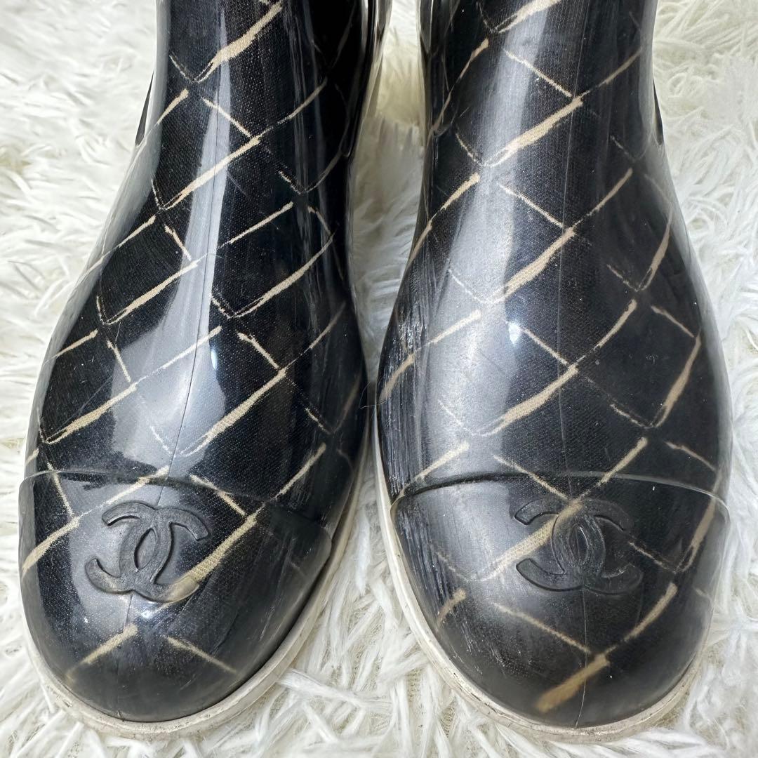 CHANEL ココマーク マトラッセ レインブーツ ラバーブーツ 26cm