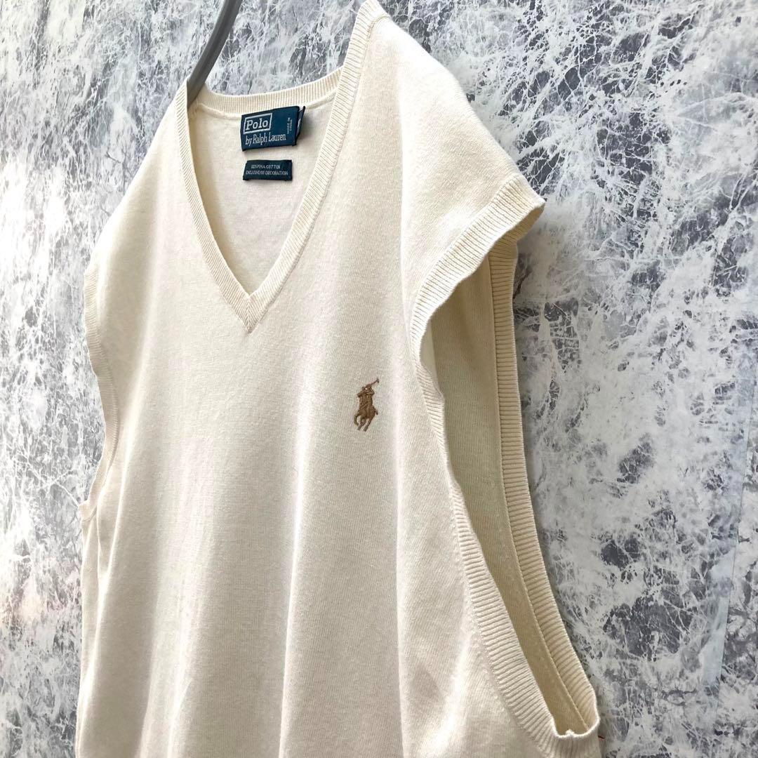 IS79【大人気】ポロバイラルフローレン刺繍ピマコットン薄手ニットVネックベスト