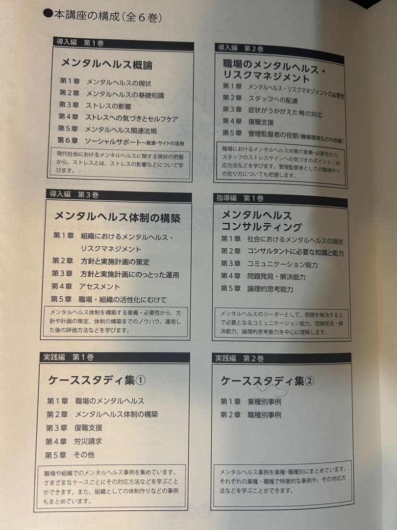 メンタルヘルス・リスクマネジャー養成講座 全6巻