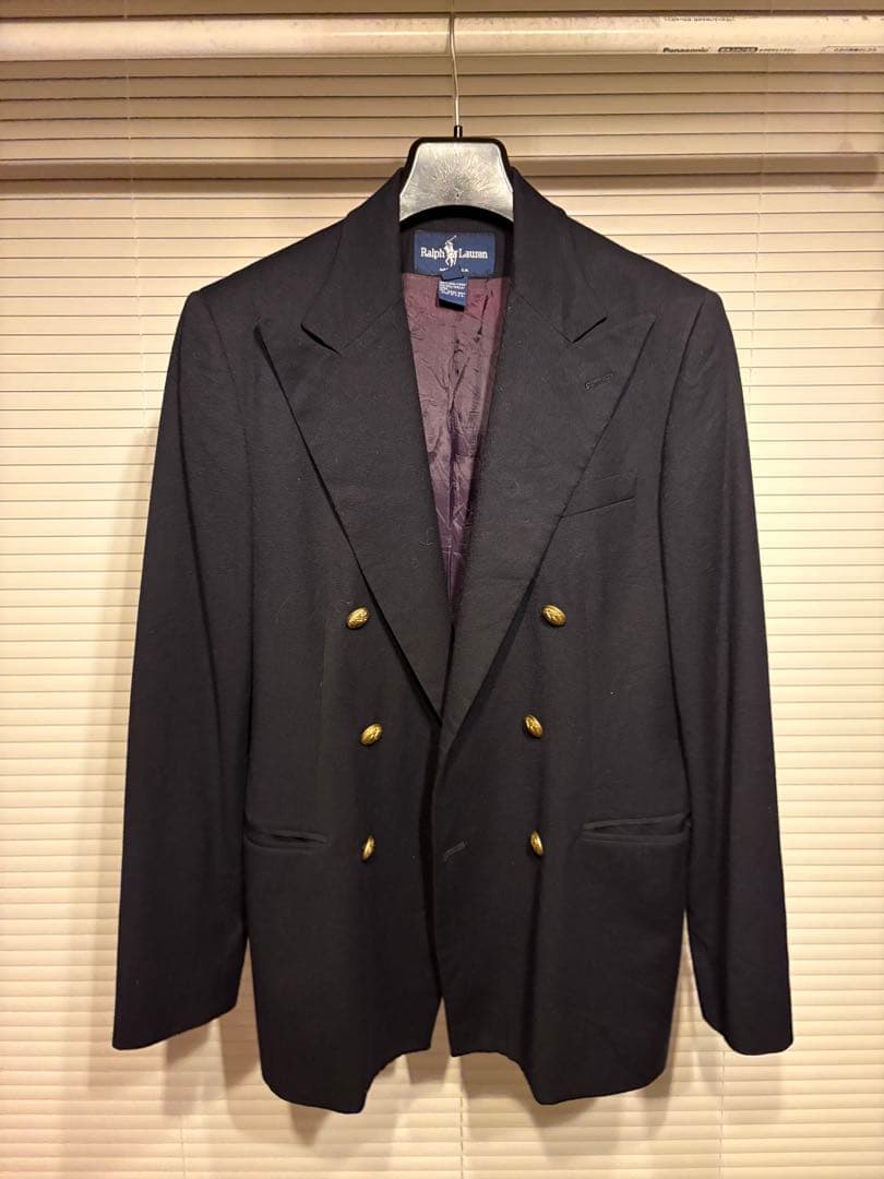 80s USA製 Ralph Lauren 紺ブレ 金ボタン ダブルブレスト