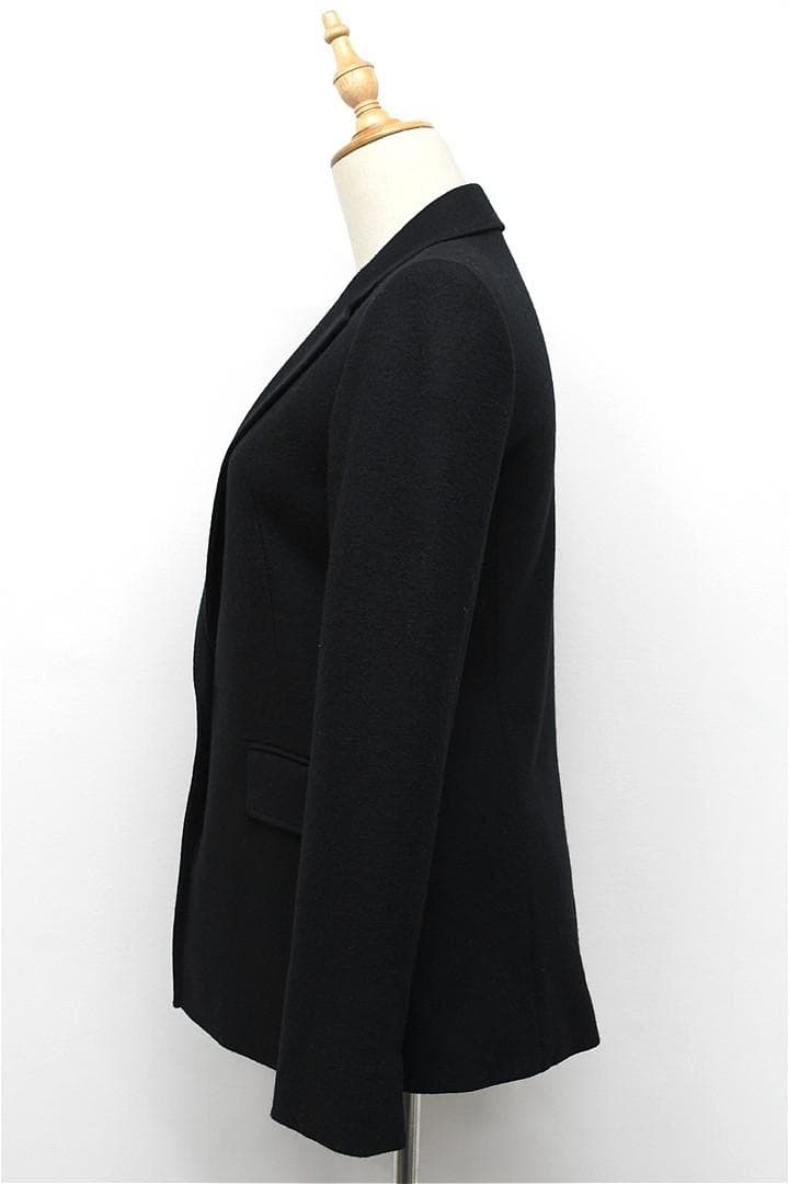 H543/美品 INDIVI ジャケット 表起毛 1つボタン 38 黒 秋冬