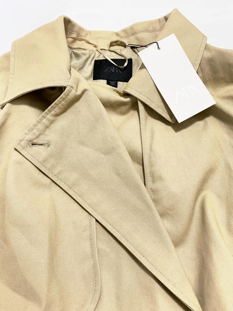 ベア。新品 ZARA ショートバルーントレンチコート コムギ色 XL