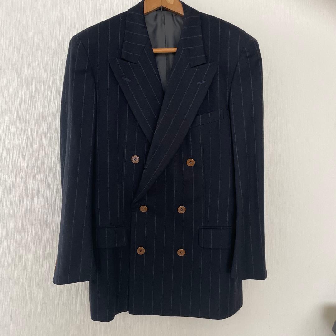 【値下げ】ビンテージ　Henry Cottons ネイビー ダブルスーツXL
