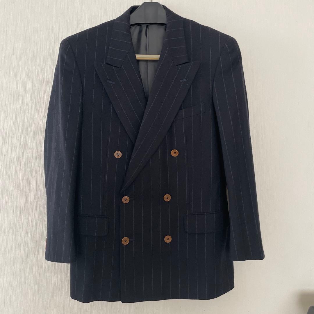 【値下げ】ビンテージ　Henry Cottons ネイビー ダブルスーツXL