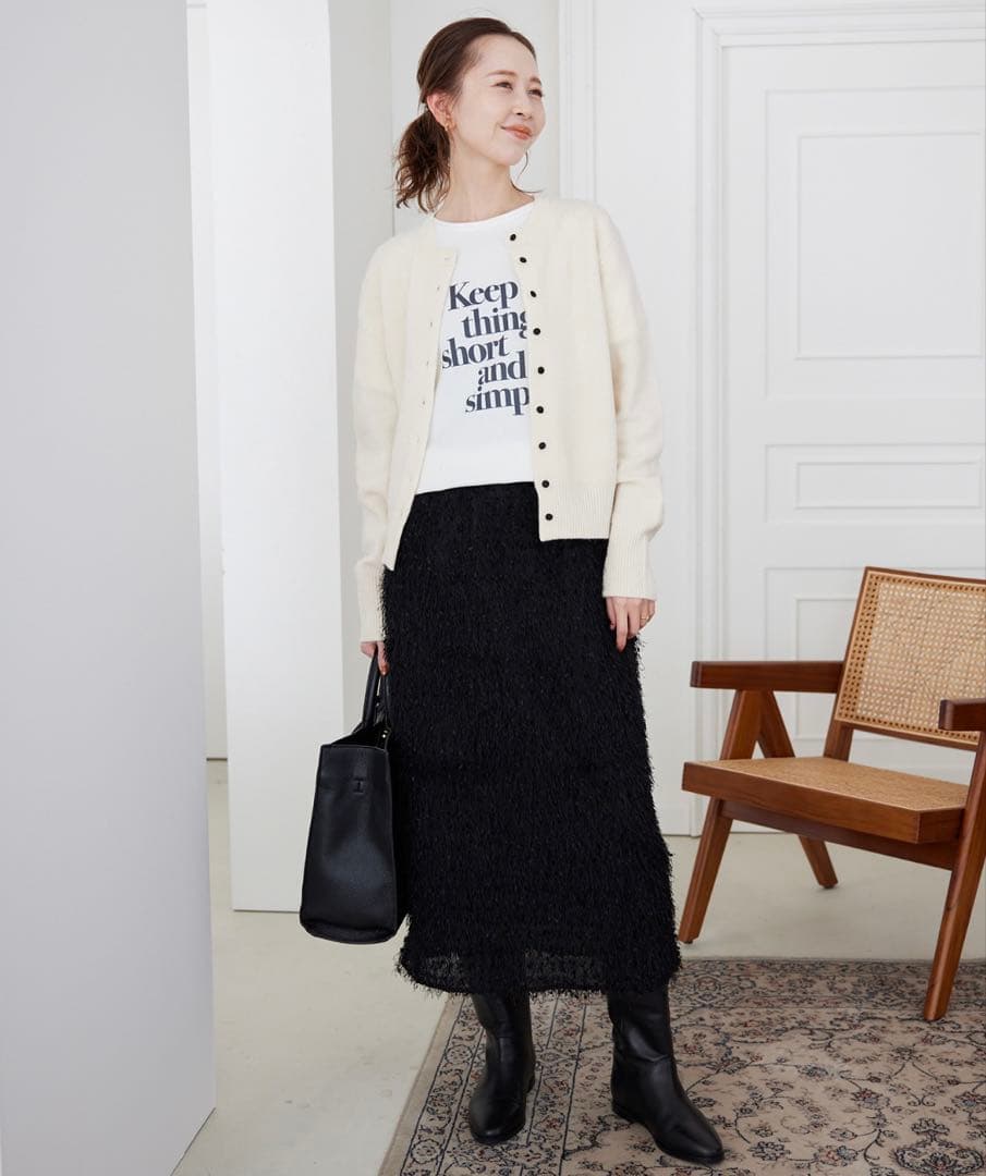 美品 SLOBE IENA echecs クルーネックカーディガン ホワイト