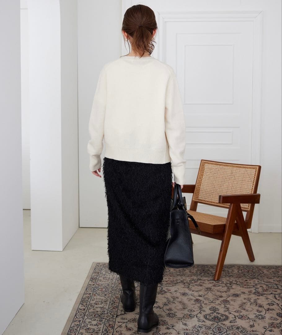 美品 SLOBE IENA echecs クルーネックカーディガン ホワイト