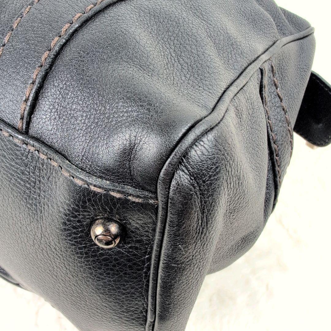 美品✨TOD'S ハンドバッグ ミニボストン カデナ レザー ブラック