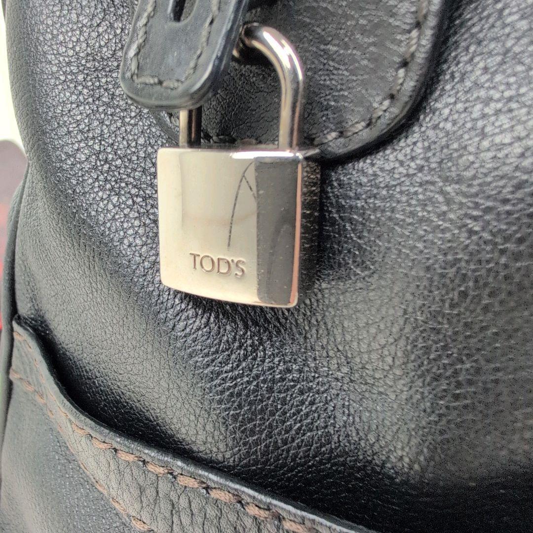 美品✨TOD'S ハンドバッグ ミニボストン カデナ レザー ブラック