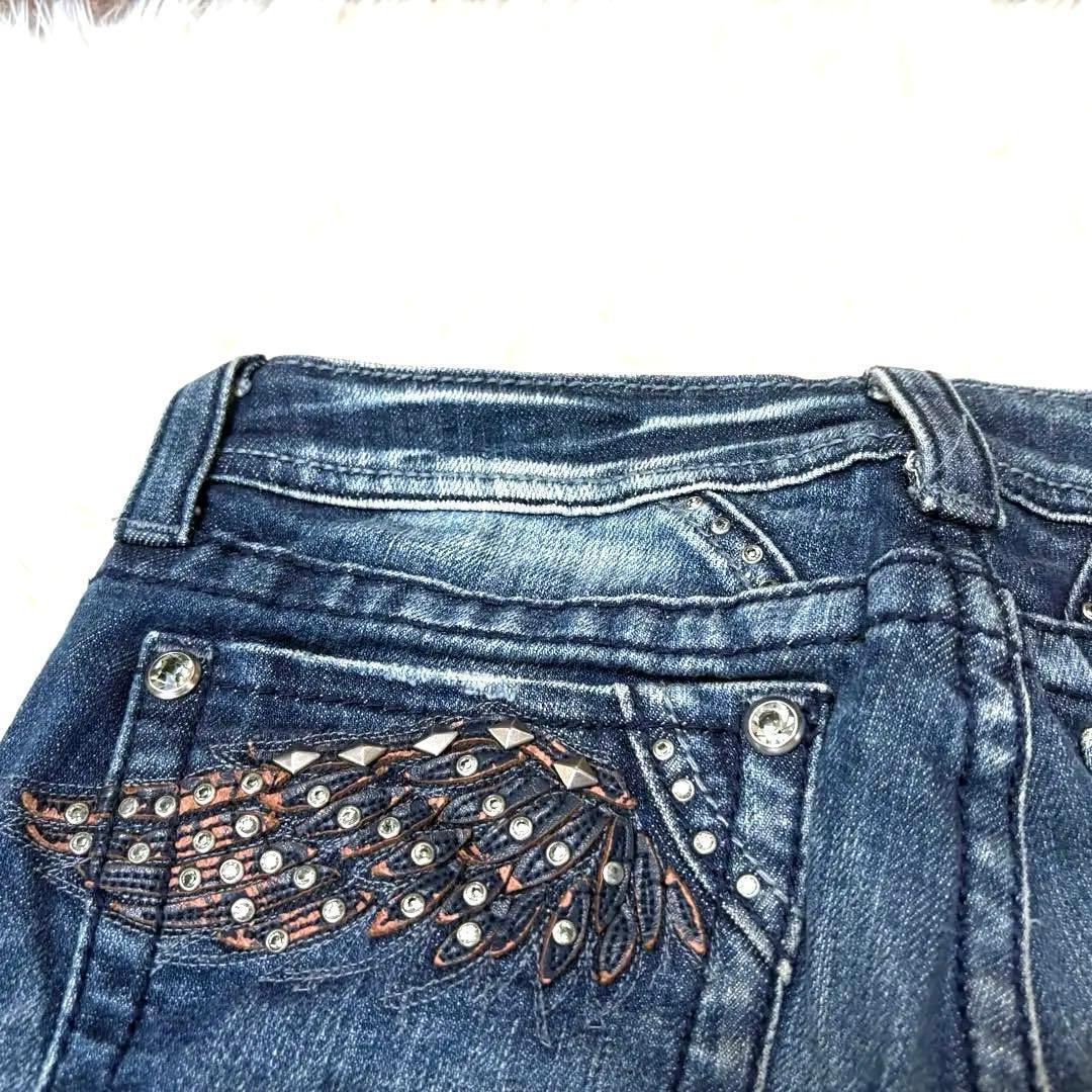★希少人気【MissMe 】ラインストーン刺繍フェザーデニム平成ギャルy2kＳ
