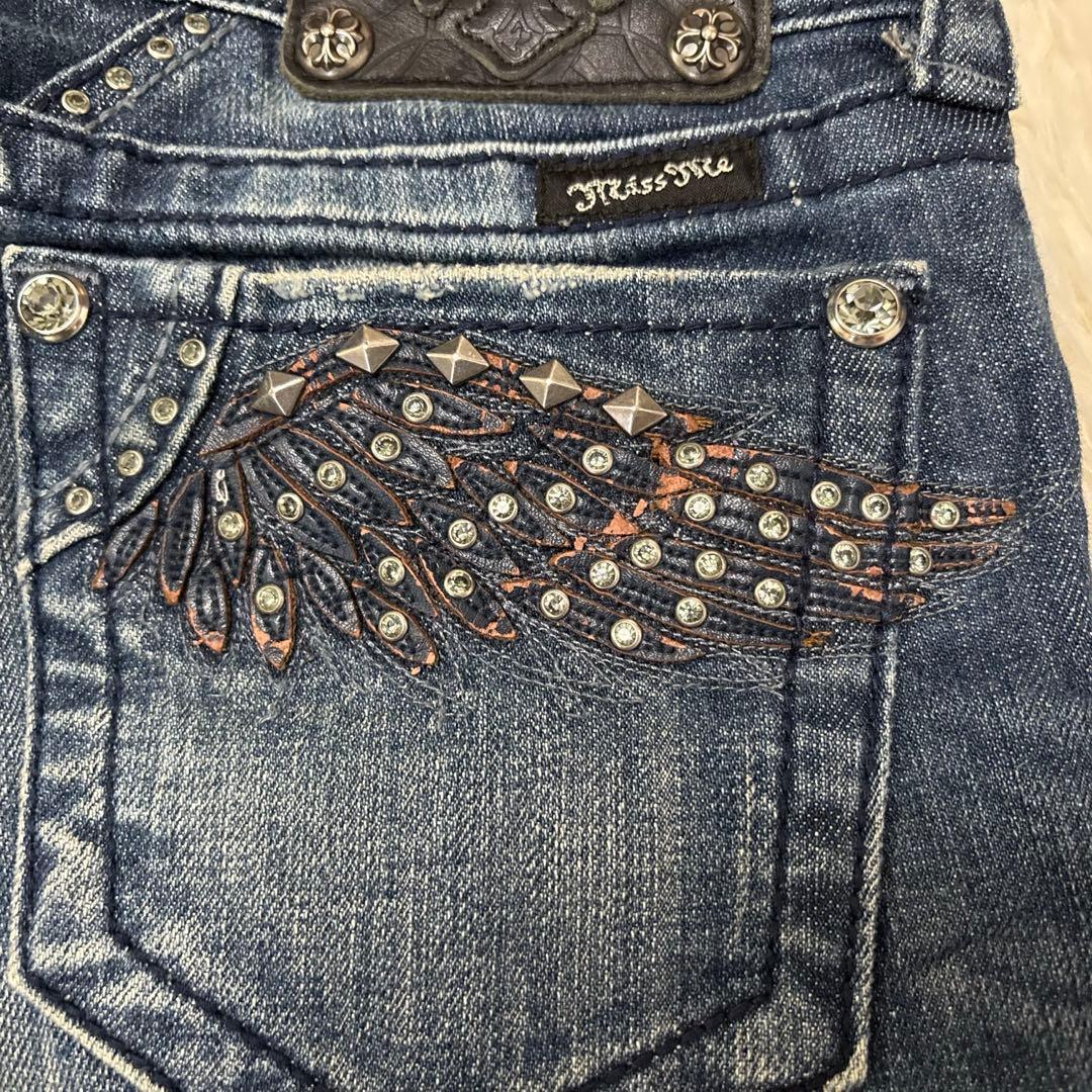 ★希少人気【MissMe 】ラインストーン刺繍フェザーデニム平成ギャルy2kＳ