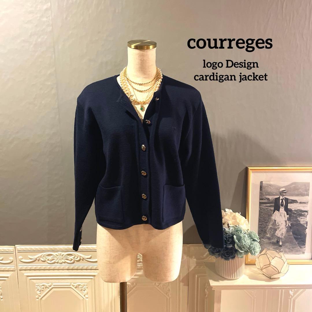 【4万円】courregesロゴボタン　ニットジャケットカーディガン