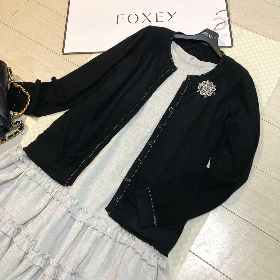 定価¥81,400♡FOXEYロゴ入りカーディガン(42 Ｌ・黒)