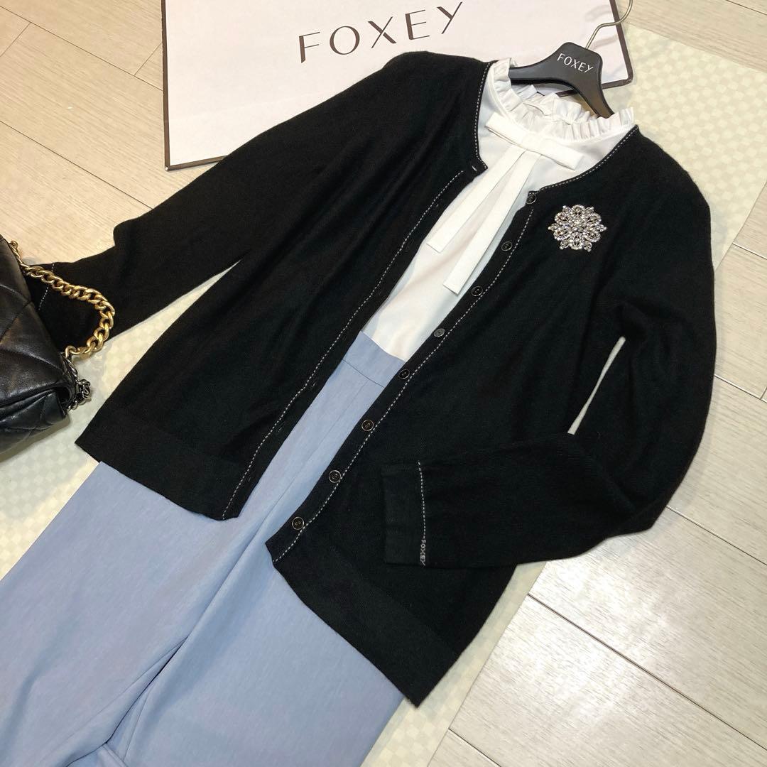 定価¥81,400♡FOXEYロゴ入りカーディガン(42 Ｌ・黒)