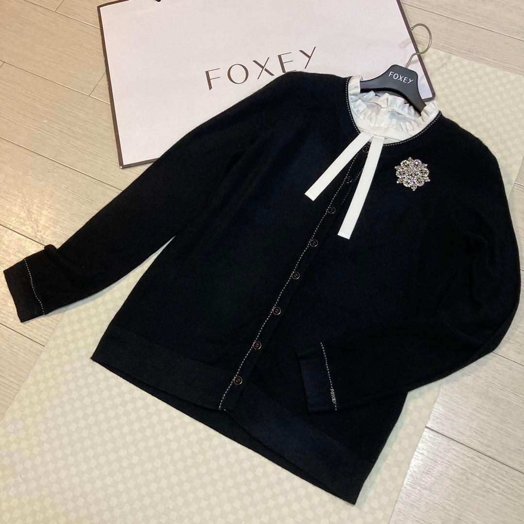 定価¥81,400♡FOXEYロゴ入りカーディガン(42 Ｌ・黒)