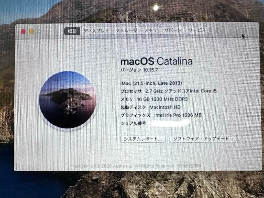 iMac 21.5インチ late 2013　メモリ16G HDD1TB