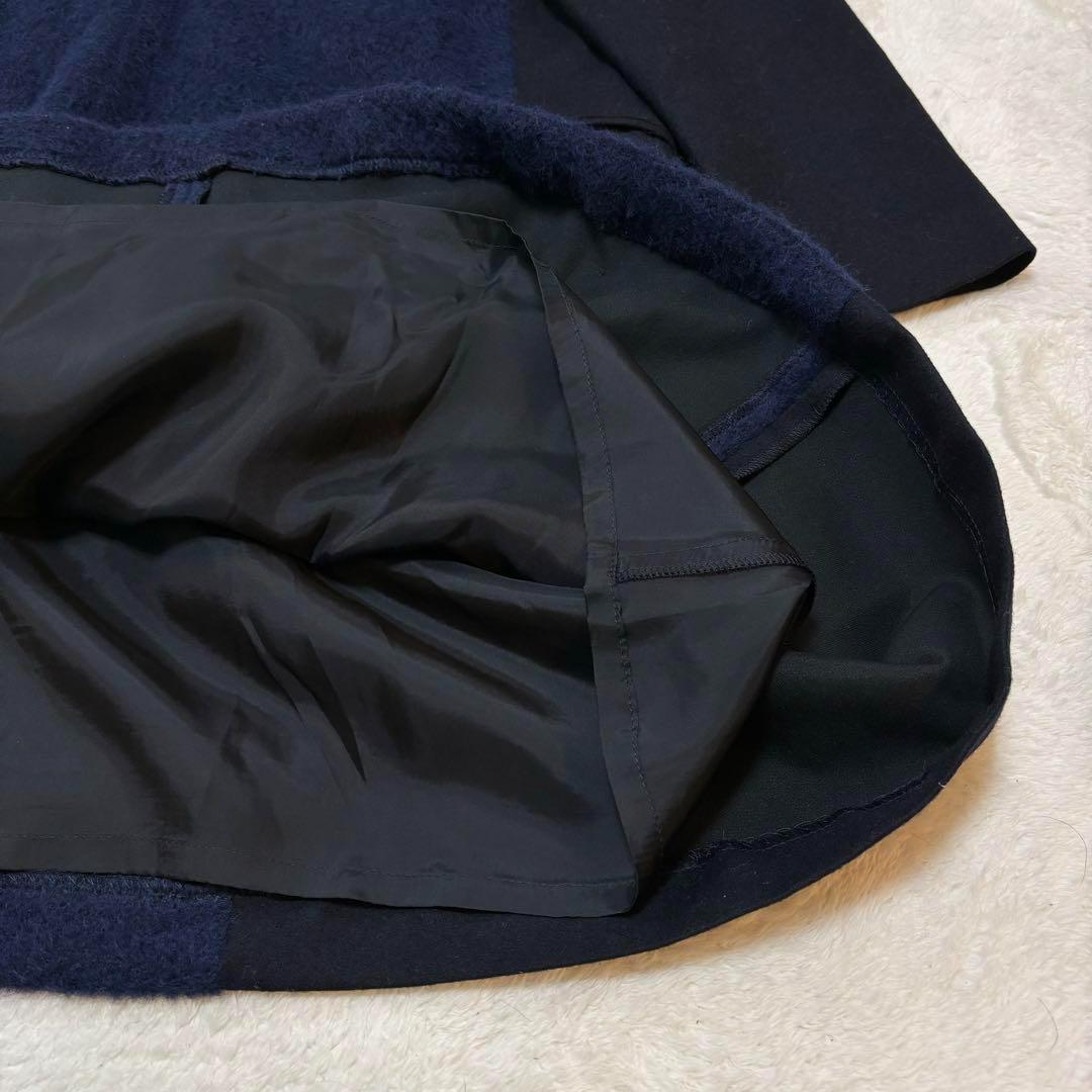 【美品】ADORE アルパカシャギー切替 Aラインワンピース ネイビー 36