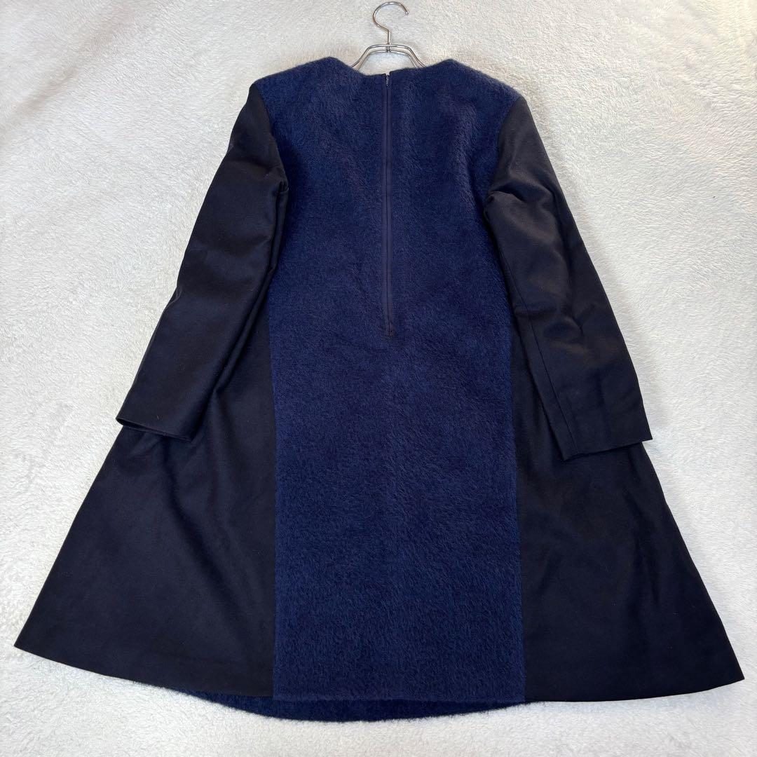 【美品】ADORE アルパカシャギー切替 Aラインワンピース ネイビー 36