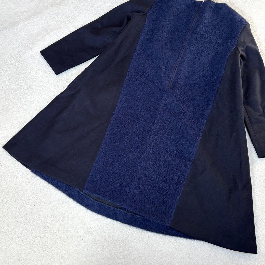 【美品】ADORE アルパカシャギー切替 Aラインワンピース ネイビー 36