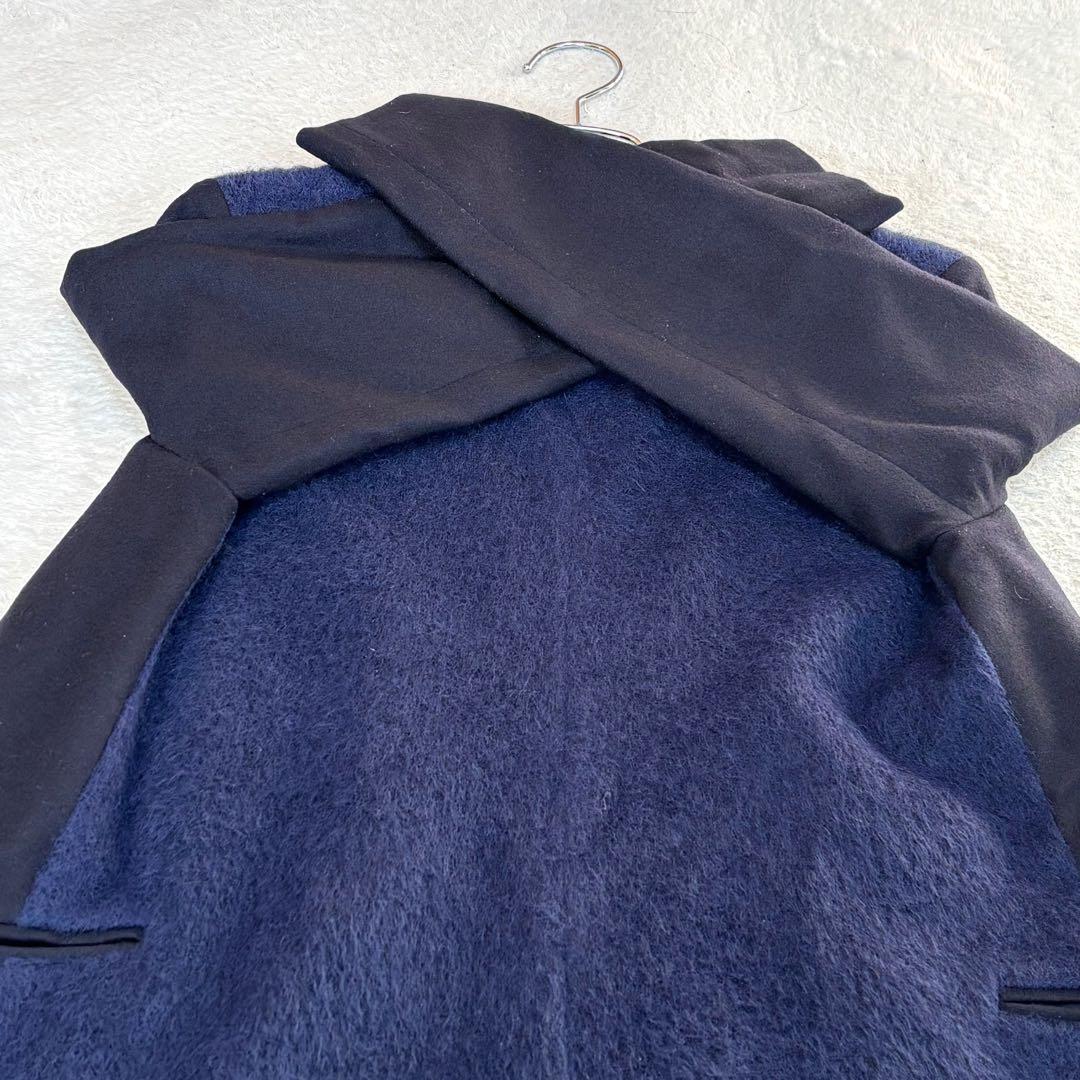 【美品】ADORE アルパカシャギー切替 Aラインワンピース ネイビー 36