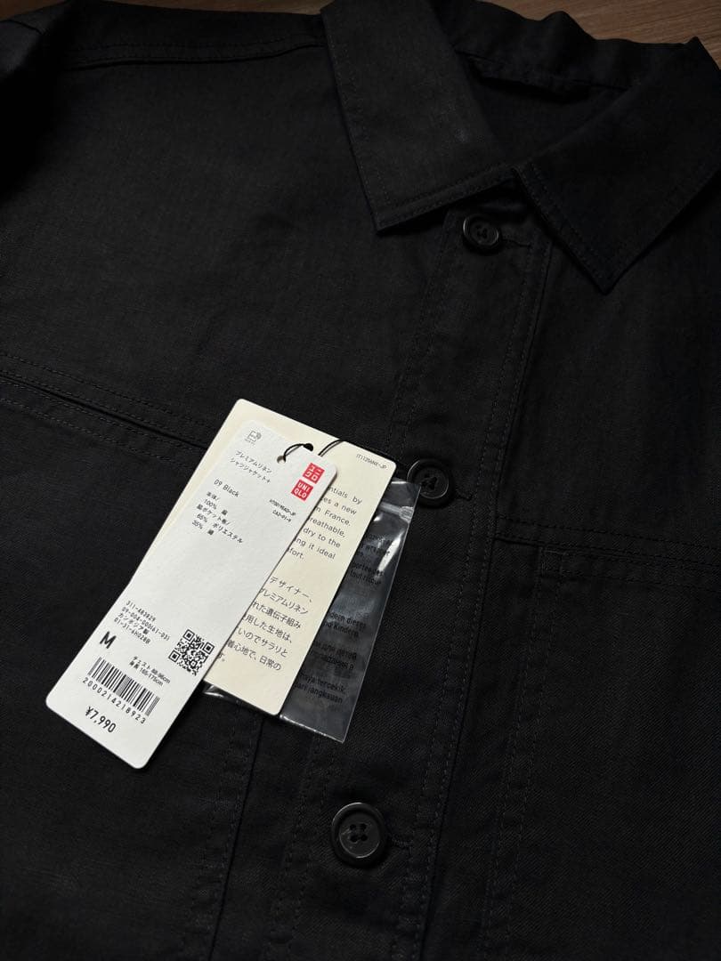 UNIQLO C プレミアムリネンシャツジャケット　M ブラック