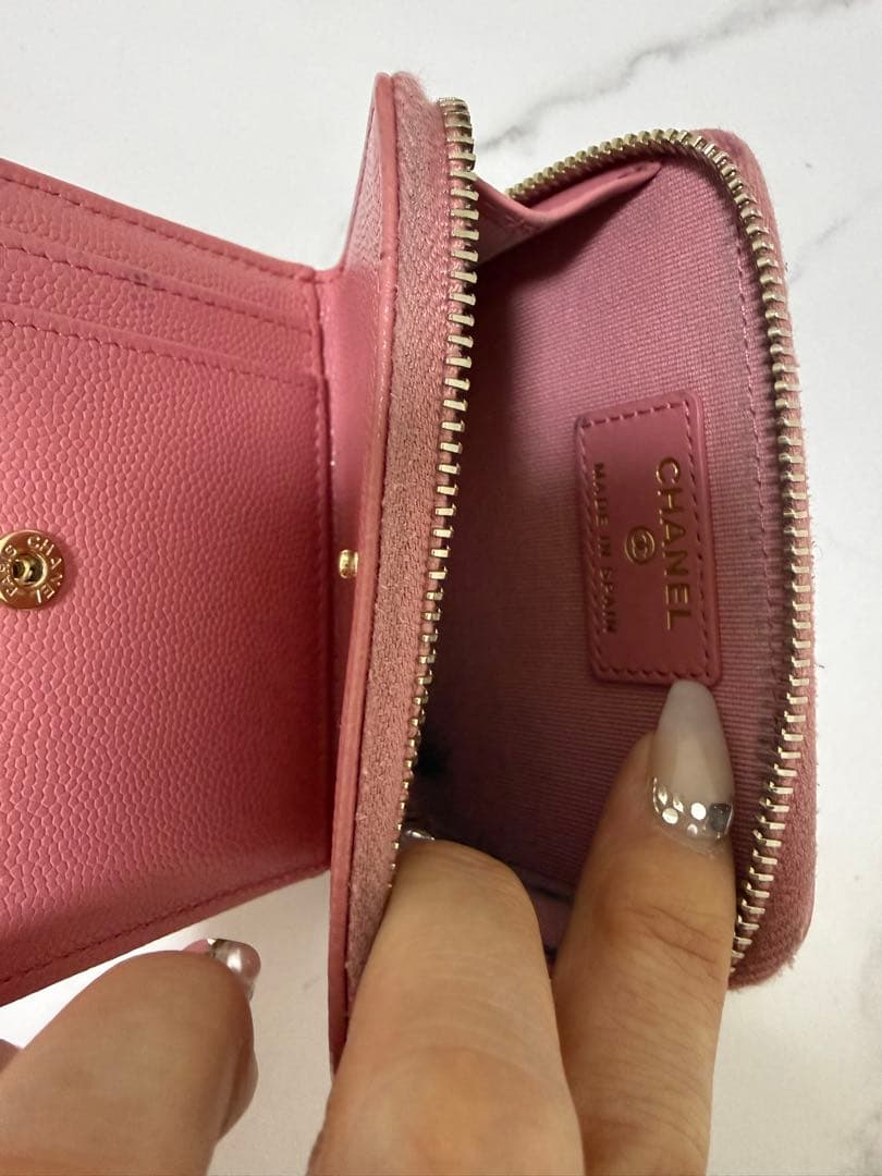 CHANEL ピンク レザー 二つ折り財布✴︎5日までのセール