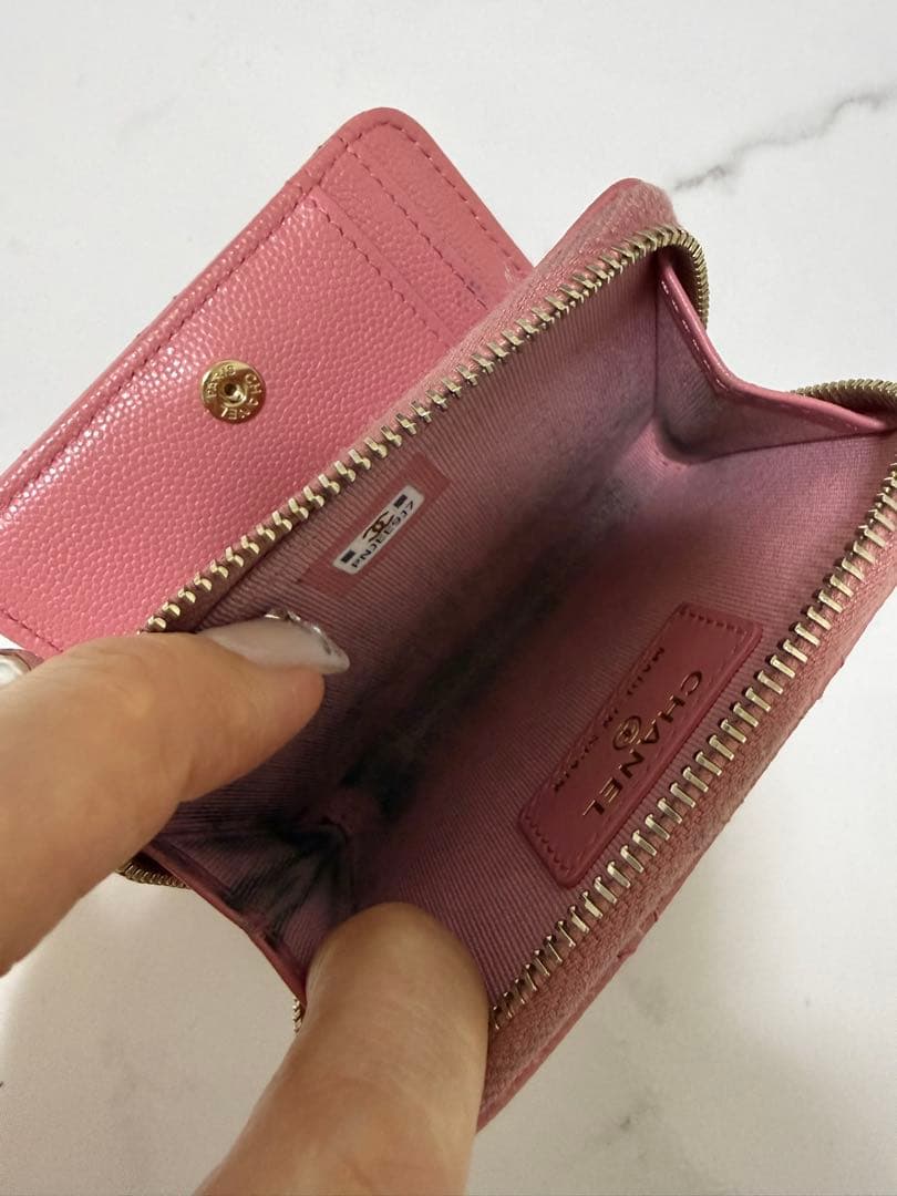 CHANEL ピンク レザー 二つ折り財布✴︎5日までのセール