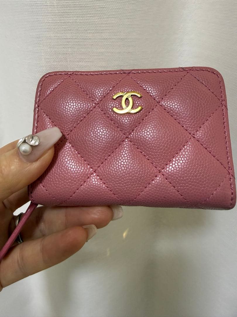 CHANEL ピンク レザー 二つ折り財布✴︎5日までのセール