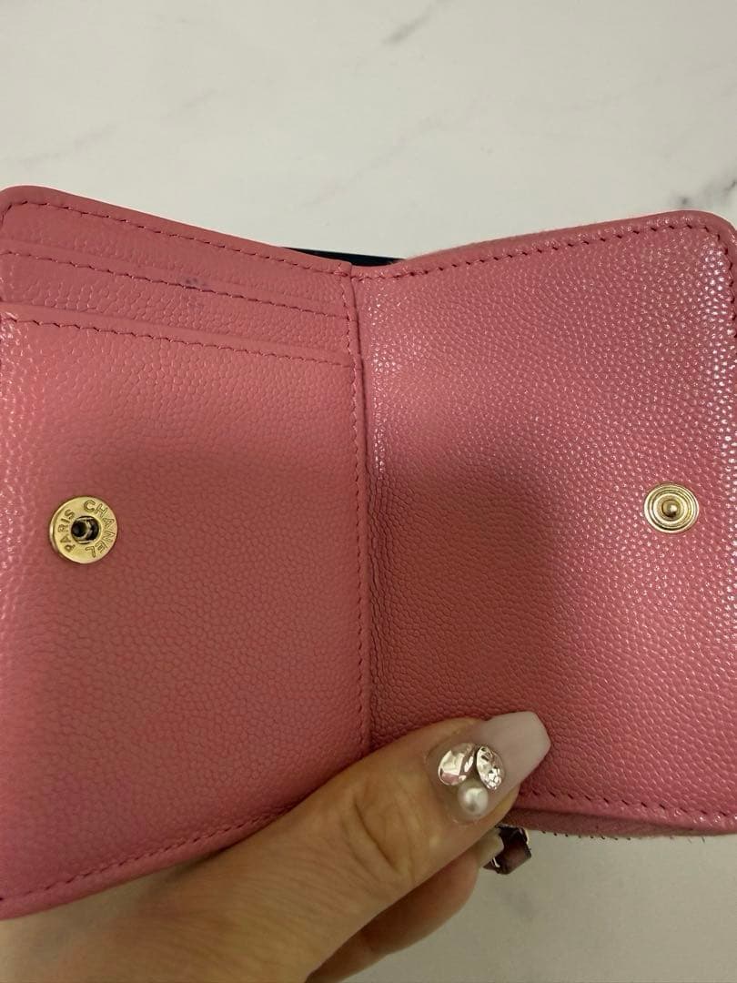 CHANEL ピンク レザー 二つ折り財布✴︎5日までのセール