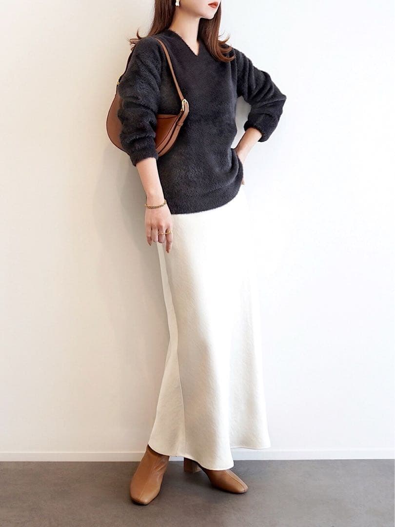 ほぼ新品＊BEAUTY&YOUTH UNITED ARROWSサテンスカート白_
