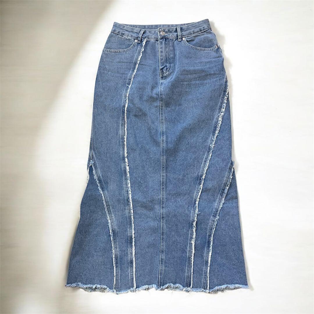 【Andrea&Co】ラインフリンジデニムスカート