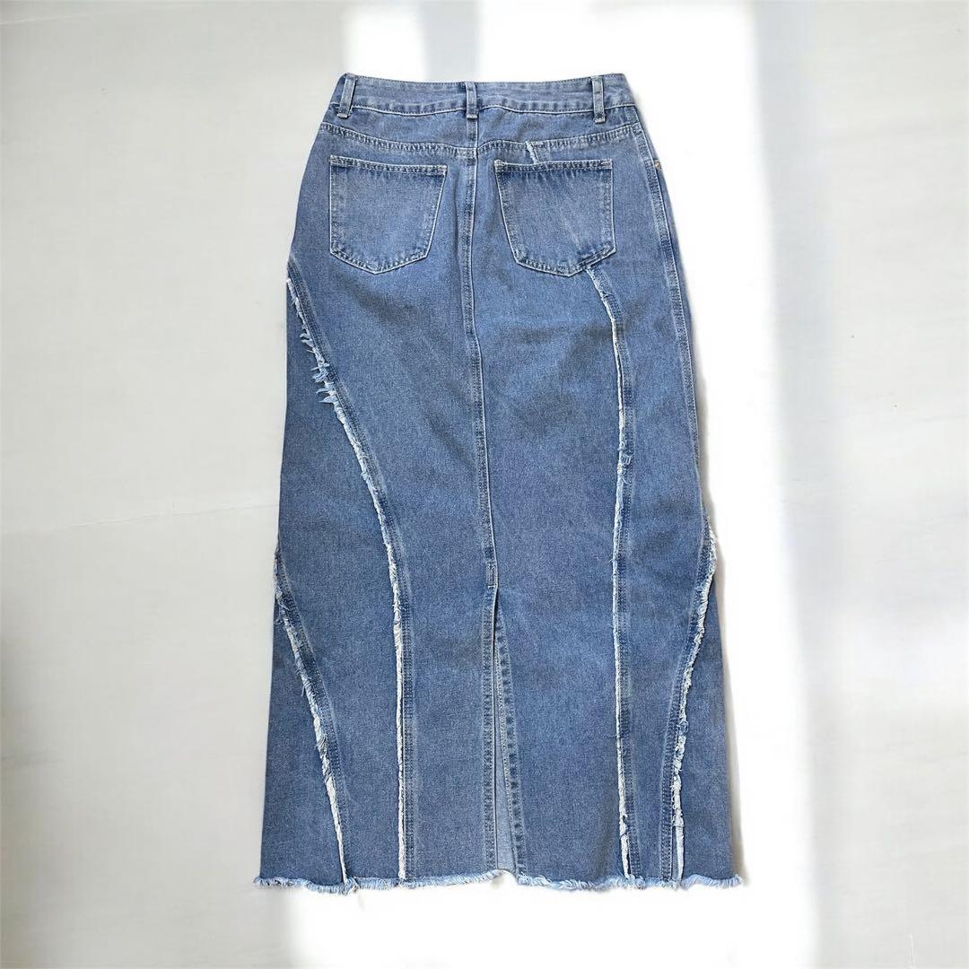 【Andrea&Co】ラインフリンジデニムスカート