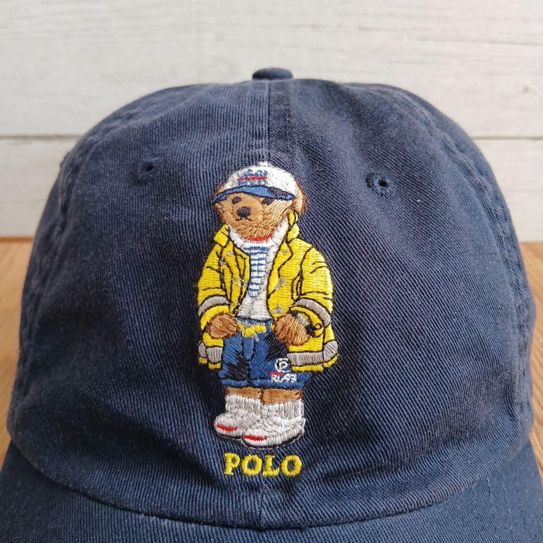 【 古着 レアパターン レザー 】 ラルフローレン Polo ポロベア キャップ