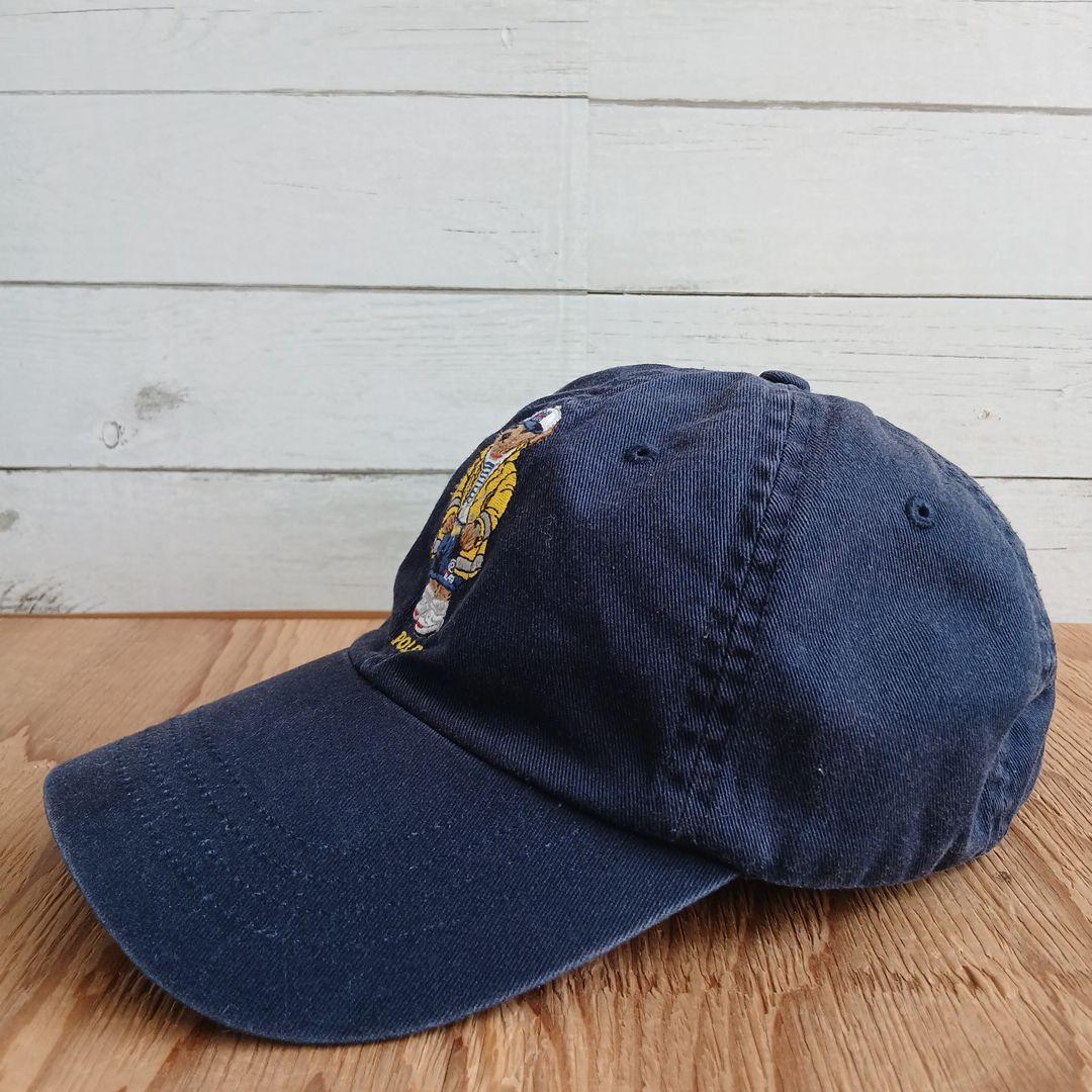 【 古着 レアパターン レザー 】 ラルフローレン Polo ポロベア キャップ
